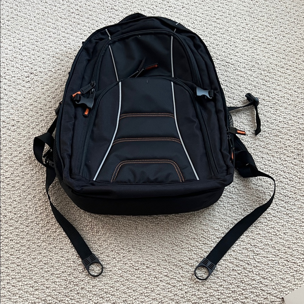 Amazon Basics Black Men's Backpack - Durable Everyday Bag